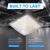 40W/60W/120W LED Canopy Light, 6000LM LED Canopy Lights Outdoor, IP65 Waterproof Canopy Light for Gas Station Industrial Lighting Garage Barn Shop Carport Warehouse Building Entrance UL Listed
